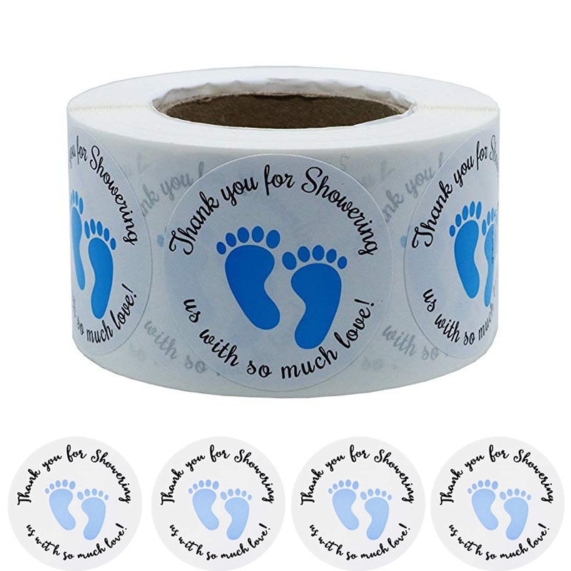 500Pcs/Roll 1 Inch Round Baby Shower Stickers Thank You for Showering Stickers Cartoon Stationery Scrapbooking Material Stickers