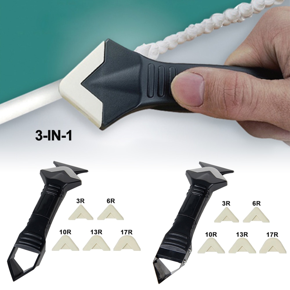 3 in 1 Multifunctional Silicone & metal Remover Caulk Finishing Tool Set Caulk Finisher Sealant Smooth Scraper Grout Kit Too