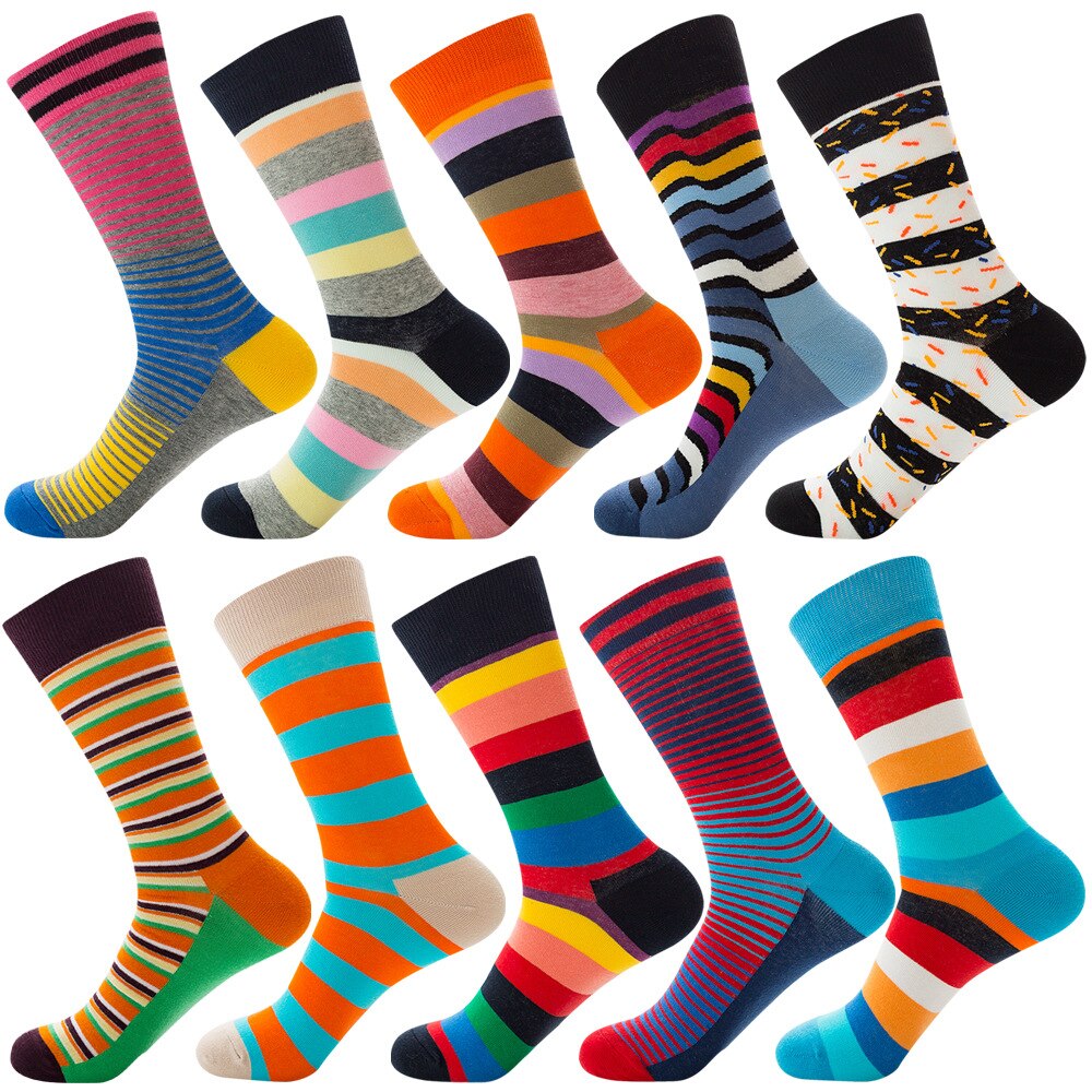 2022 Spring Summer New Stripe Spot Socks Men Cotton Europe and America Striped Socks Colours Pinkbanana Socks