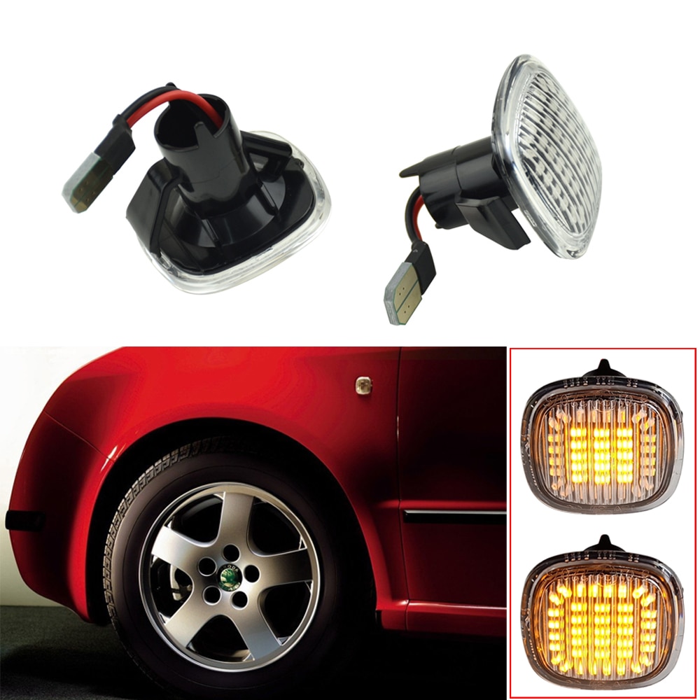 For Skoda Fabia Octavia Mk1 Mk2 Roomster Rapid NH3 LED Dynamic Blinker Side Marker Turn Signal Light Repeater Indicator