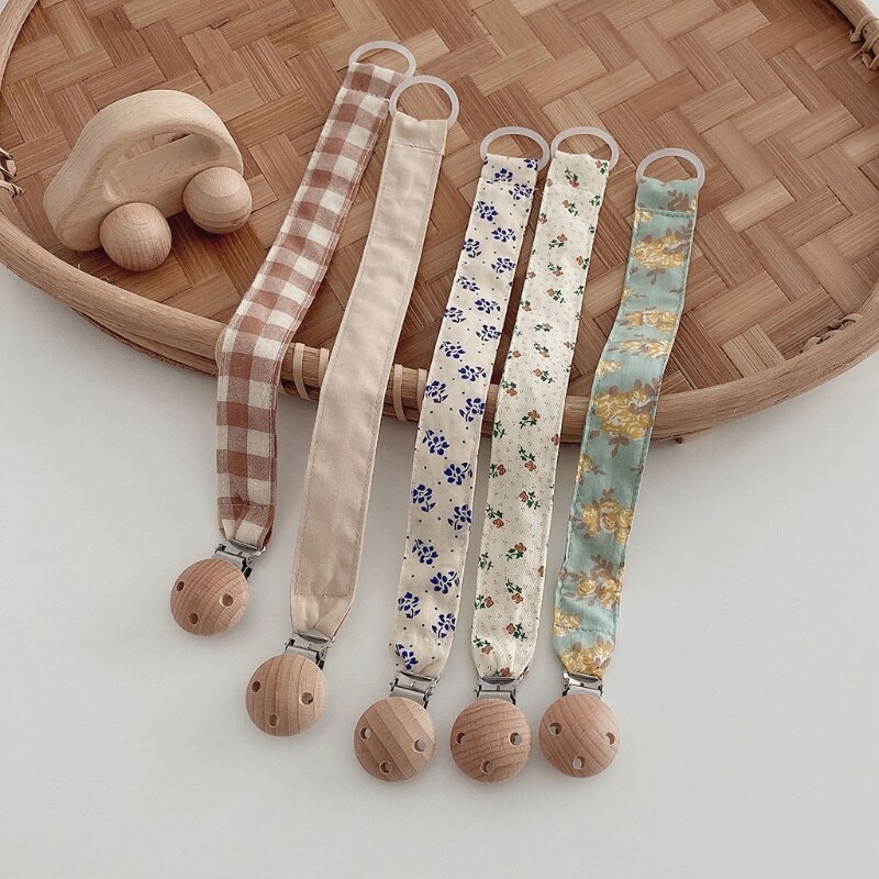 Newborn Pacifier Chain Printing Cotton Cloth Nipple Holder Leash Strap Belt Soother Nursing Teether Dummy Clip Shower Gifts