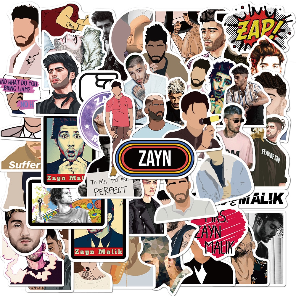 50pcs British Singer Zayn Malik Stickers Waterproof Graffiti Luggage Laptop Notebook Stickers for Girl Zayn Sticker Scrapbook