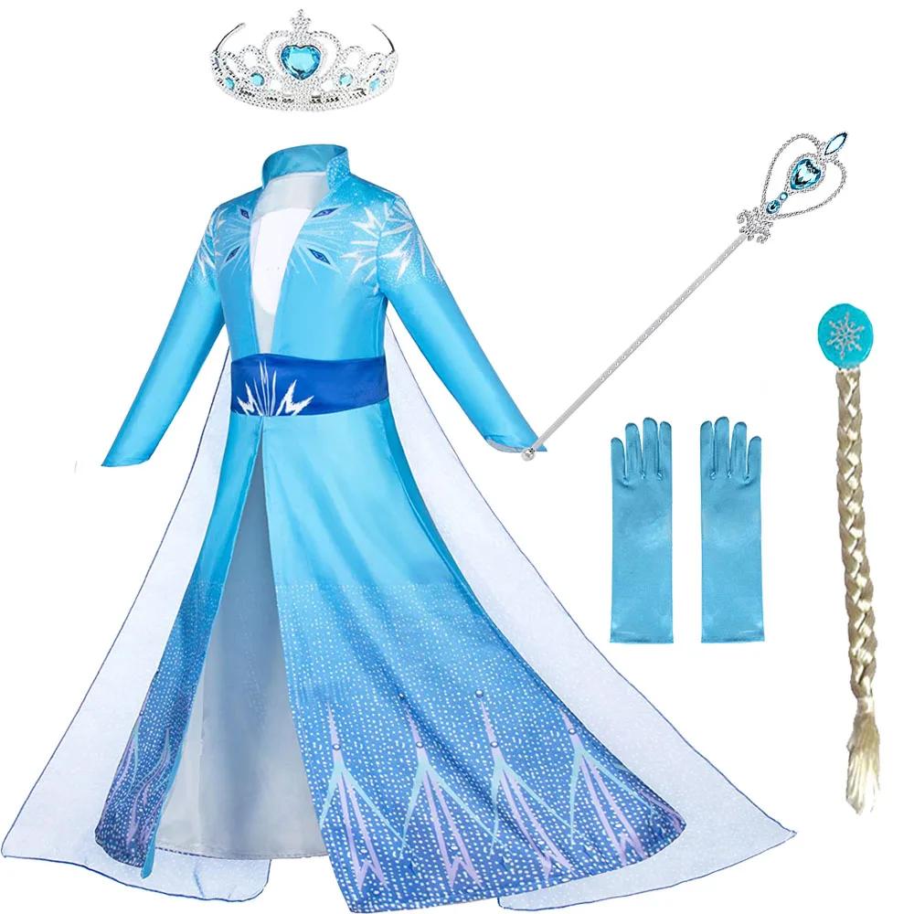 Princess Dress Elsa Girl Clothing Kids Anna Dress Summer Cosplay Snow Queen Vestido Cosplay Children's Costumes Birthday Pa