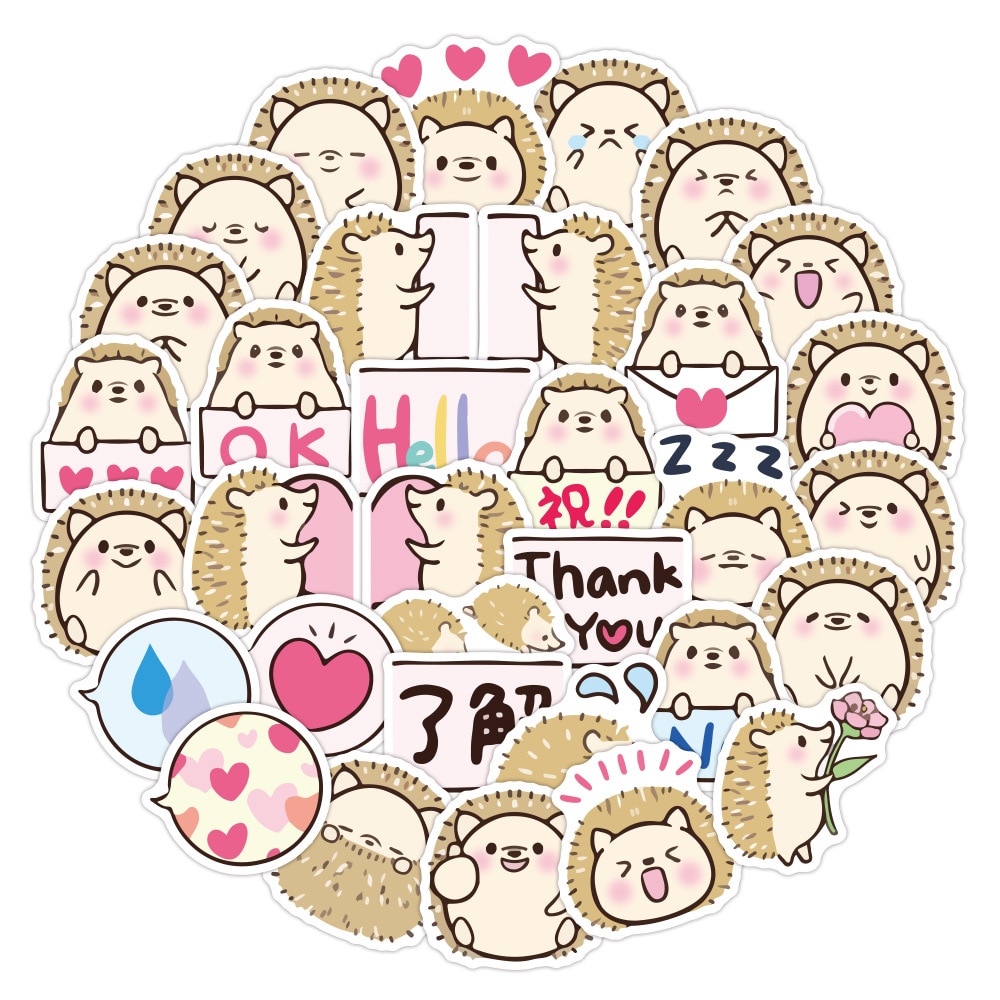 40Pcs/set Little Hedgehog Stickers Cartoon PVC Waterproof Sticker for Laptop Computer Skateboard Luggage Freddy Stickers