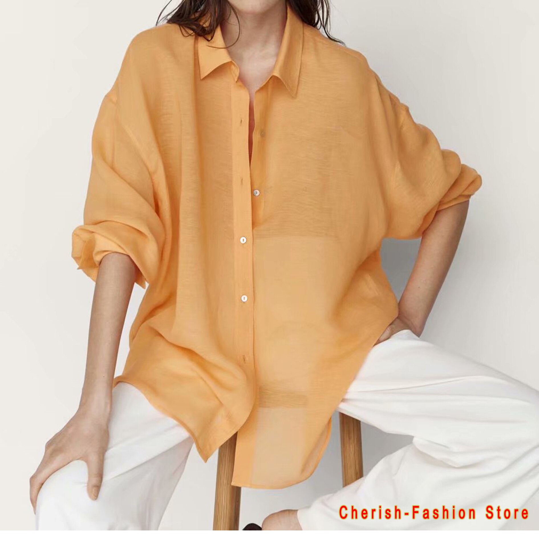 New Brand Women Simply Candy Color Single Breasted Poplin Shirts Office Lady Long Sleeve Blouse Roupas Chic Chemise Tops Yellow