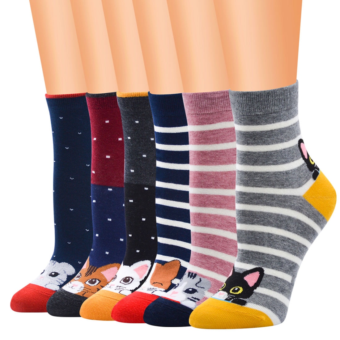Crew Socks Women's Tube Socks Cotton Korean Cartoon Kawaii Pink Popular Casual Fashion Anime Big Ear Dog Cute Kawaii Cat So