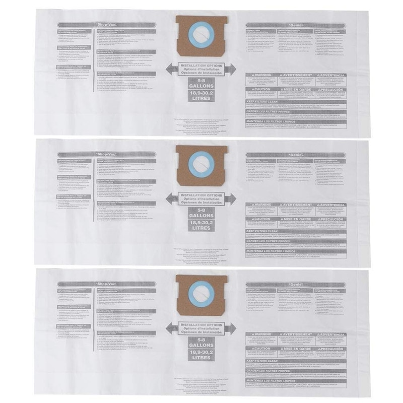 Universal Dry Dust Bag 5 to 8 Gallon Vacuum Cleaner Replacement Accessory Fit for Shop Vac 90661 906-61 9066100