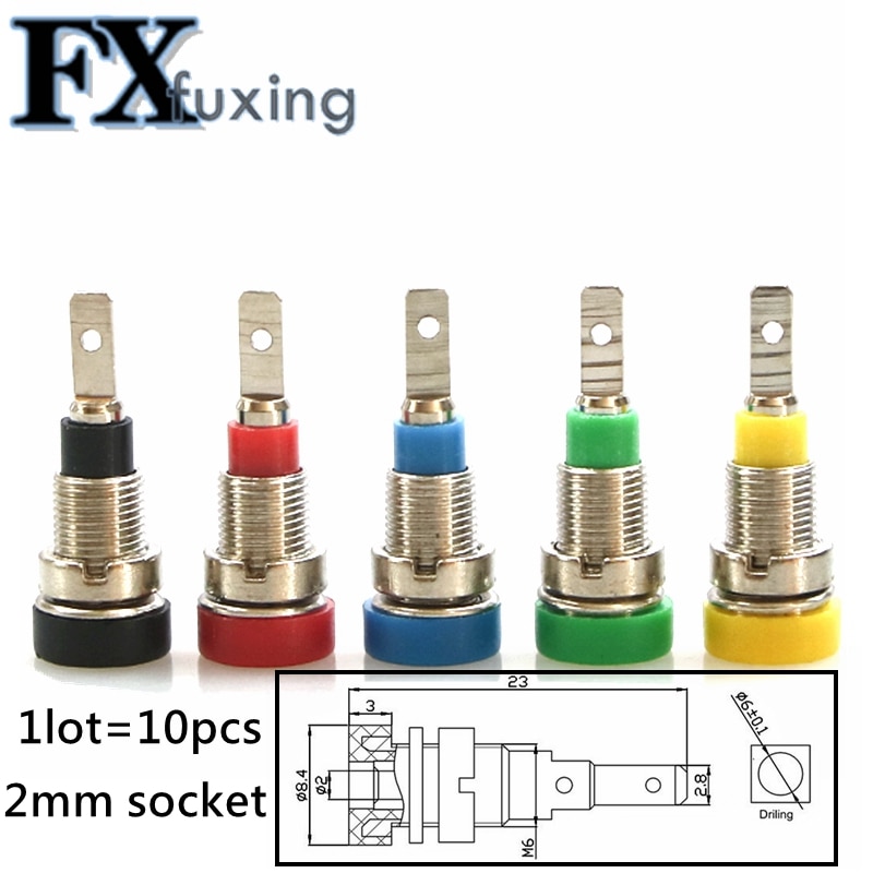 10pcs 2MM Banana Socket 20A Small Lantern 6mm Plug Panel Jack Adaptor Connector Pure Copper High Voltage Power Supply Terminal
