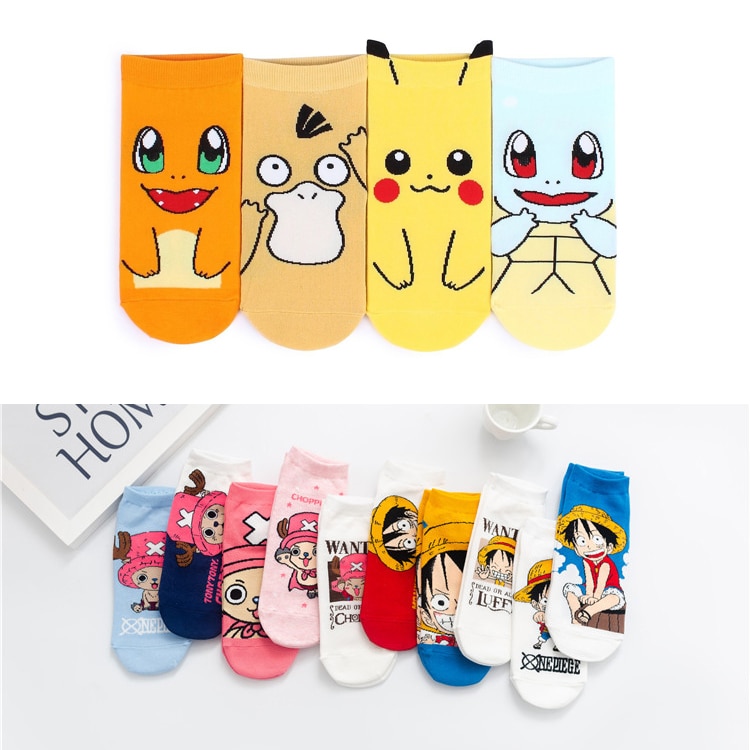 2021 New Summer Cotton Women's Crew Socks Funny Harajuku Ins Cartoon One Piece Japanese Anime Cute Kawaii Short Ankle Sock