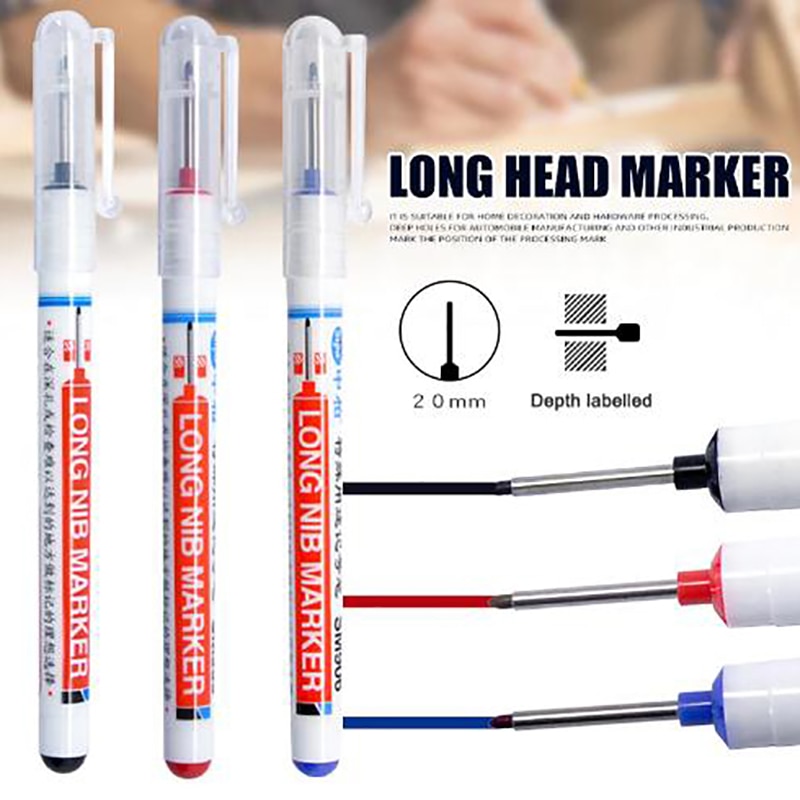 1Pc Long Head Markers Woodworking Decoration Multi-purpose Deep Hole Marker Pens