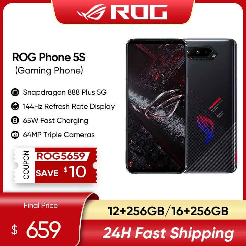 Global ROM ASUS ROG Phone 5S 5 S 5G Smartphone Snapdragon 888+ 6.78'' 144Hz AMOLED 6000mAh 65W Fast charging Gaming Ph