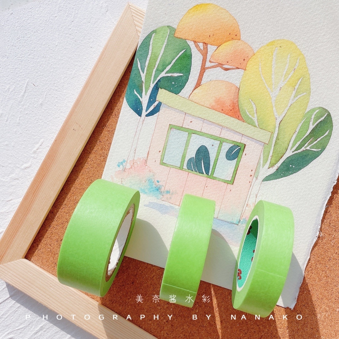 Weak Viscosity Washi Tape Green/Yellow Tape Art Painting Stationery