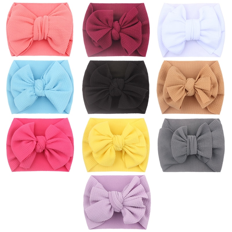 1 PCS Solid Color Handmade Knotted Baby Girls Hairband Fashion Bowknot Elastic Headband Infant Hair Accessories Birthday Gifts