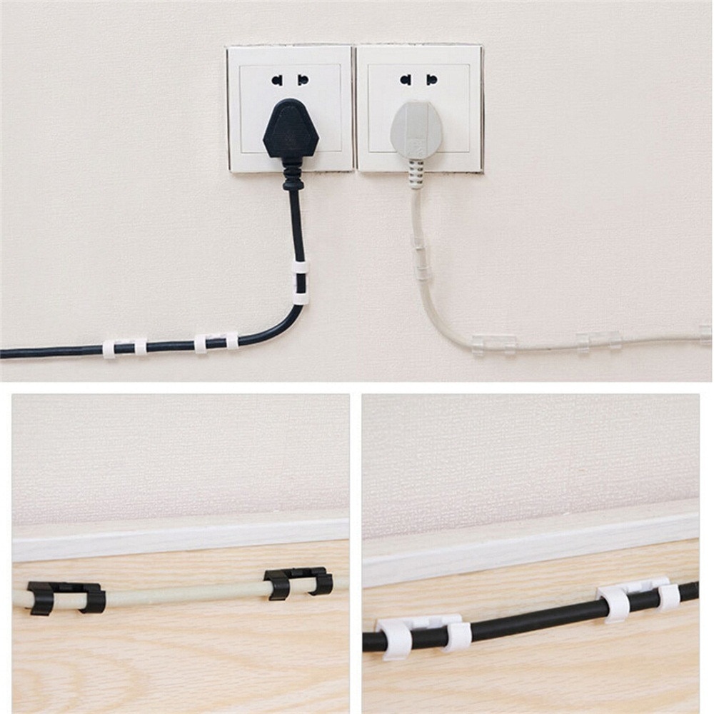20PCS Self-Adhesive Cable Clamp Clip Organizer Cord Management Wire Holder Power Cords Charging Lines USB Cables Cable Winder