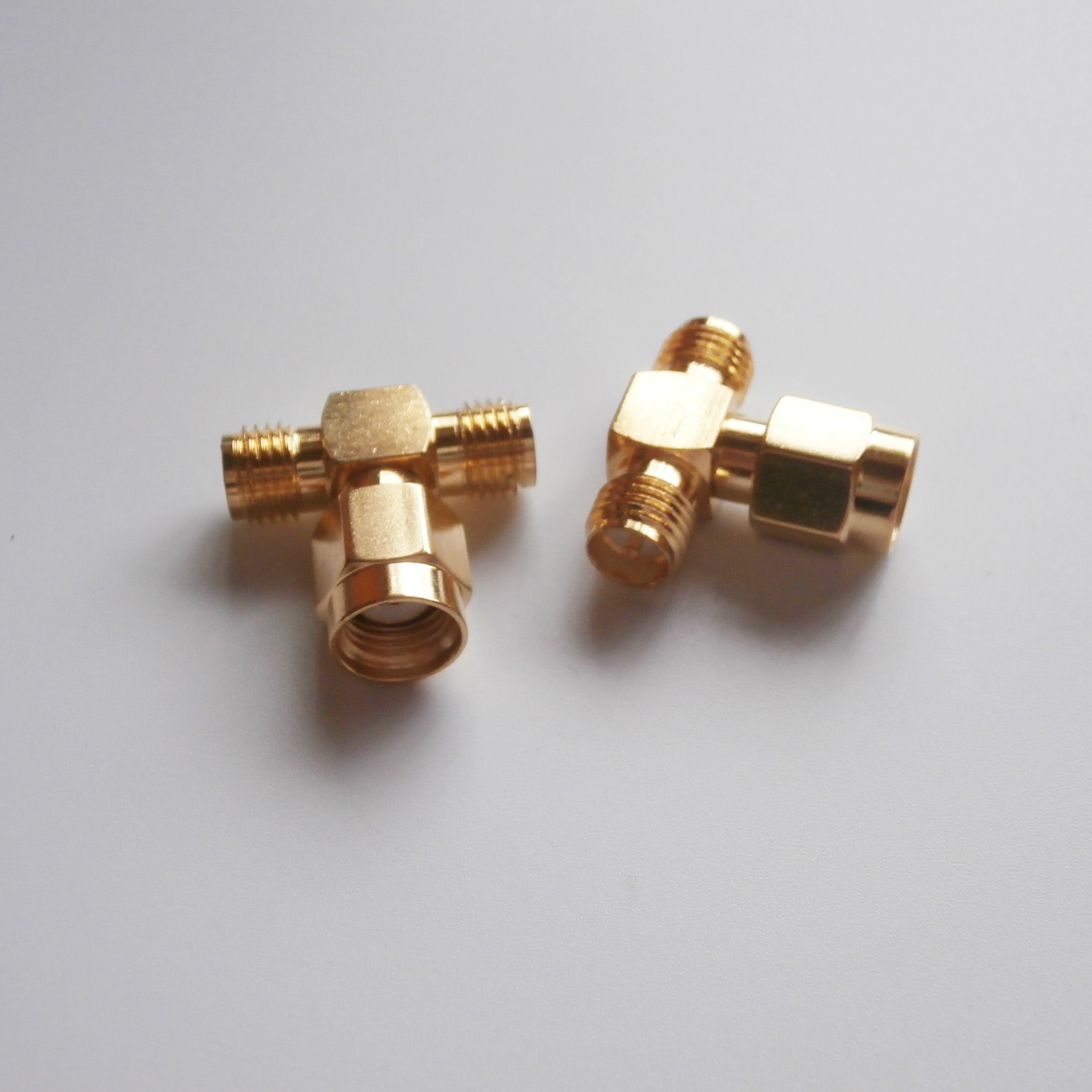 1PCS RP-SMA Male jack to two RP-SMA Female plug triple T in series adapter connector 3 way