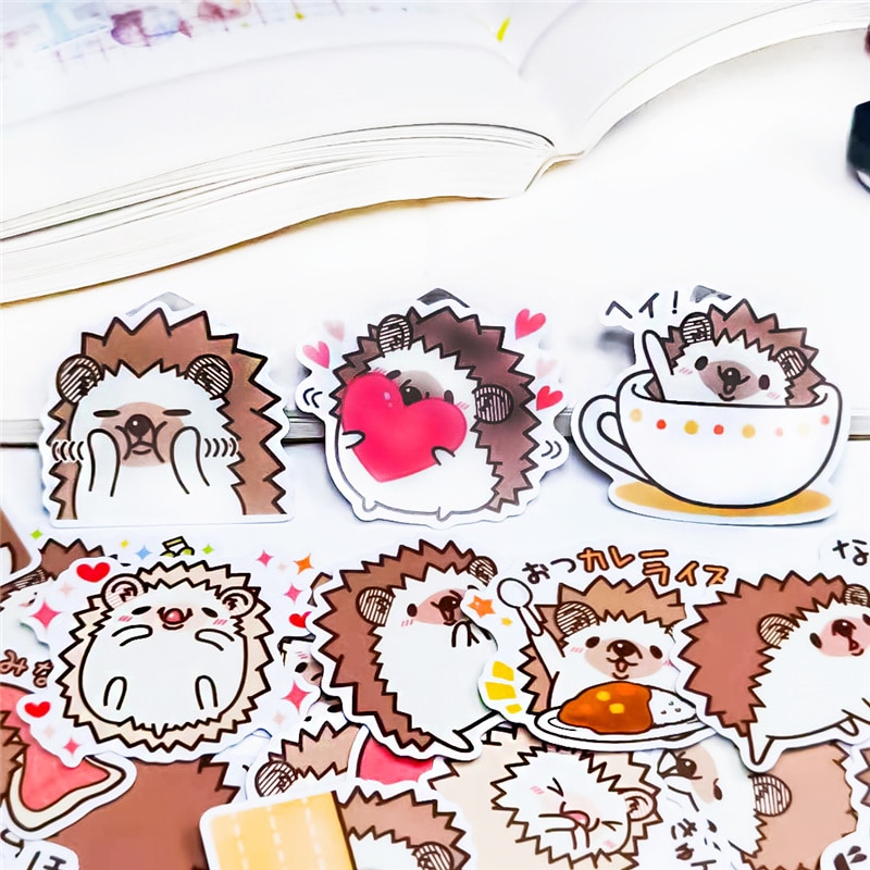 40pcs/lot Japanese Diary Kawaii Cute hedgehog animal Plant daily Decor Flake Stickers Scrapbooking Stationery