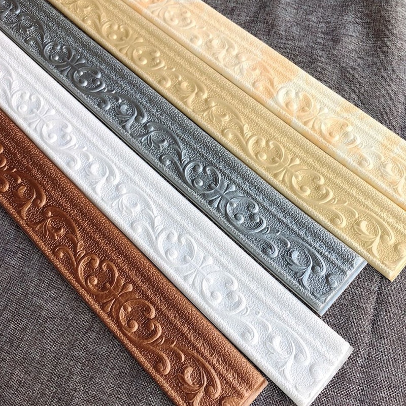 3D Foam Wall Decorative Stickers TV Background Wall Border Sealing Strip Self-adhesive Waistline Stickers Waterproof 2.3m*8cm
