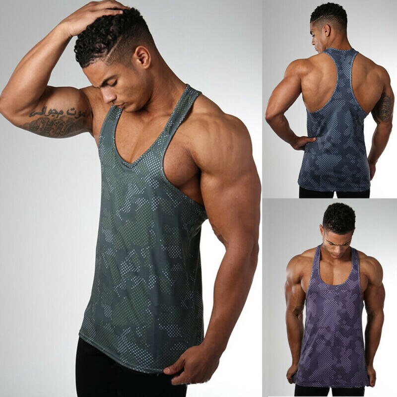 VALVOELITE Tailor-made T-ShirtsMen Sports Running Vest Casual Camouflage Gym Slim Fit Summer Fitness O-neck Bodybuilding