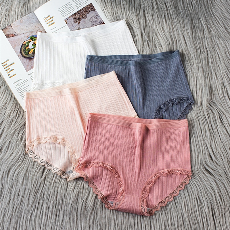 3Pcs Hot Sale Women's Cotton High Waist Underpants Soft Comfort Cotton Seamless Panties Girls Briefs Striped Panty Sexy Pan