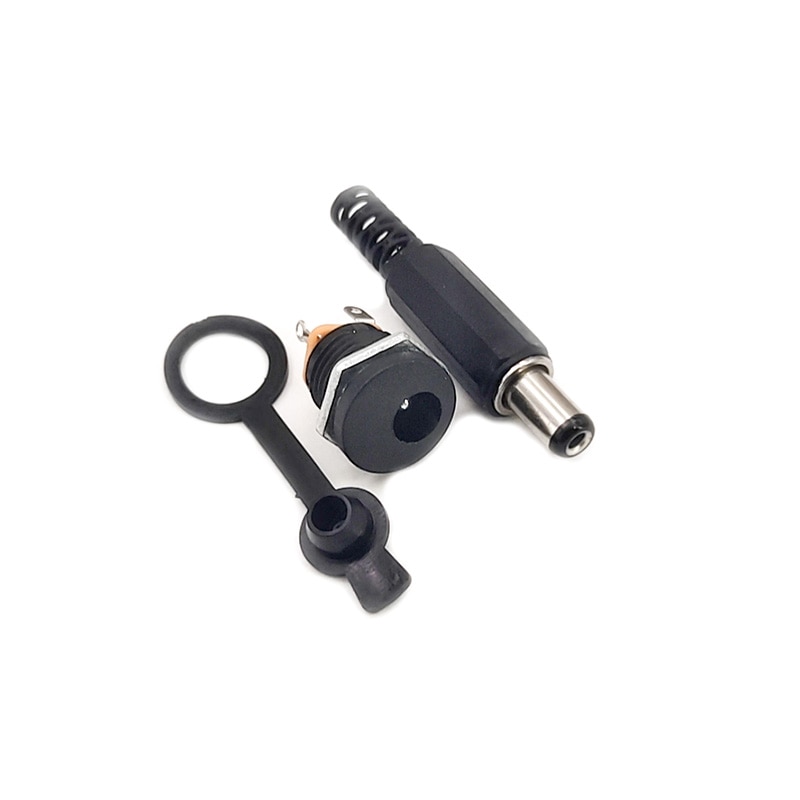DC022 12V 3A 5.5 x 2.1mm Plastic Male Plugs DC022 DC Power Socket Female Jack Screw Nut Panel Mount Connector 5.5*2.1MM DC022K