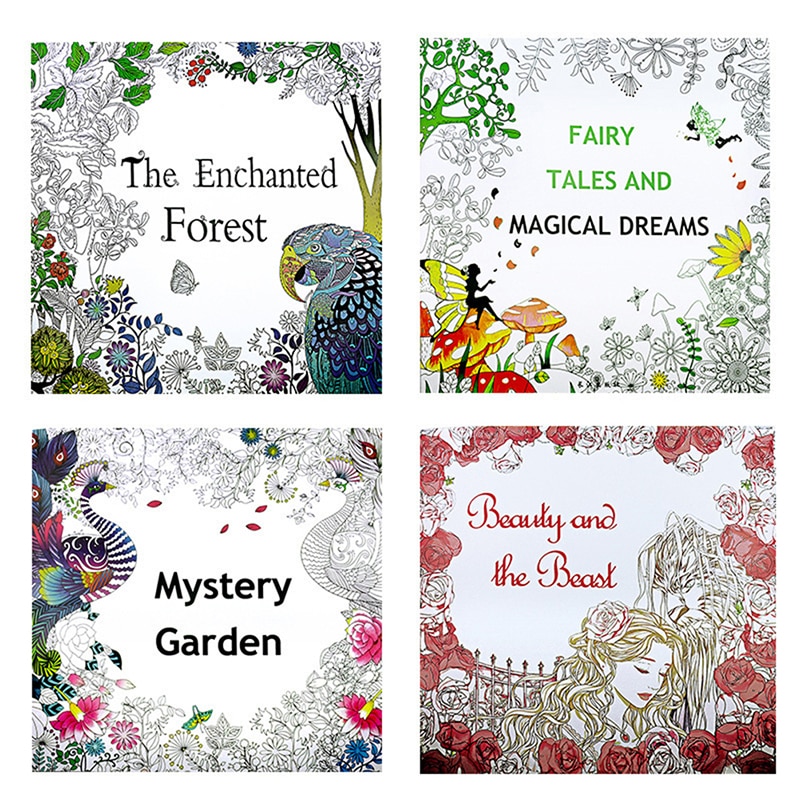 12Page Flower Coloring Book For Children Adult Relieve Stress Kill Time Drawing Art Books