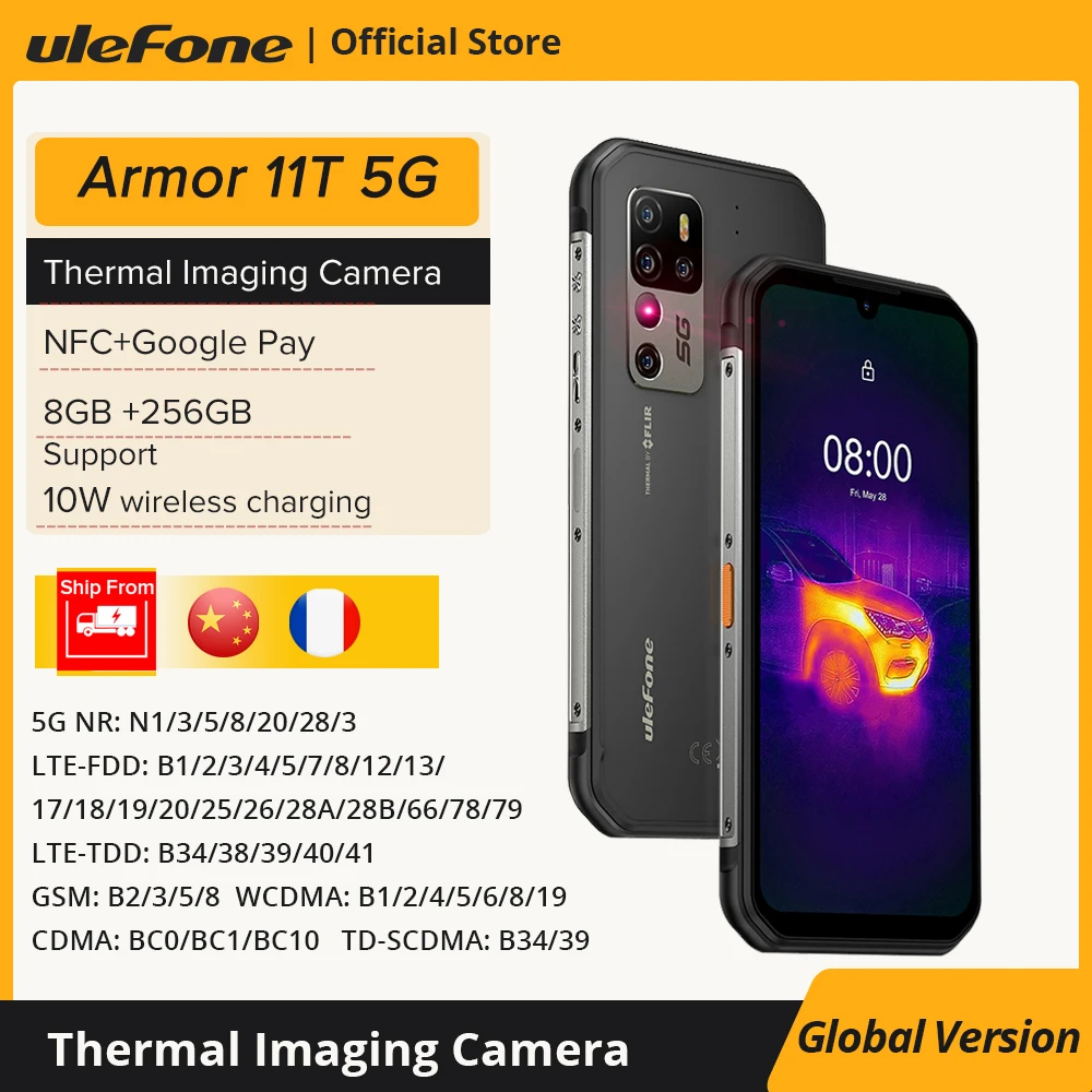 Ulefone Armor 11T 5G Rugged Mobile Phone THERMAL BY FLIR® Smartphone Android 8GB 256GB Waterproof Mobile Phone Thermal Imaging