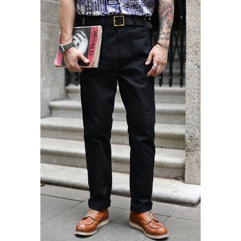 Saucezhan Casual Pants Cargo Pants Men Herringbone Black Pants Men High Rise Slim Fit VINTAGE