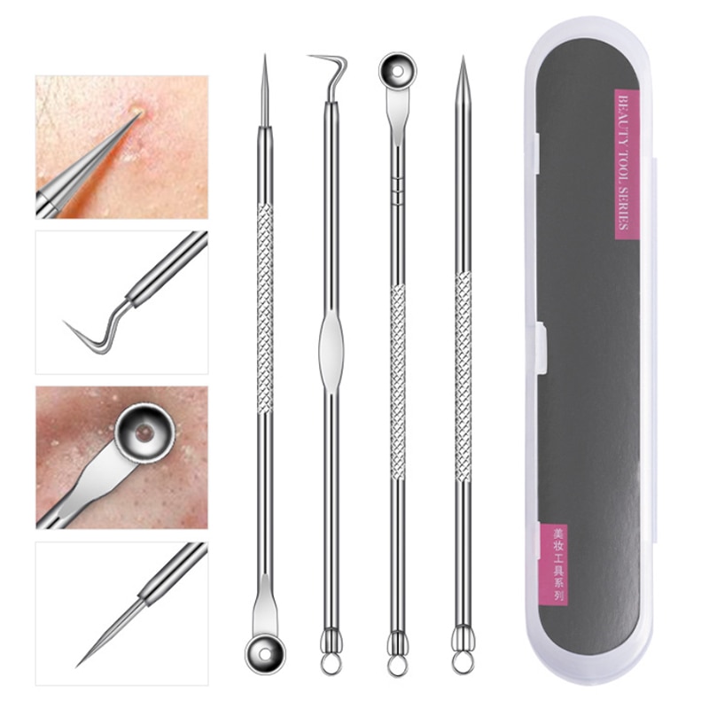 Stainless Steel Blackhead Remover Tool Kit Face Massage Whitehead Pimple Spot Comedone Acne Extractor Face skin care tools
