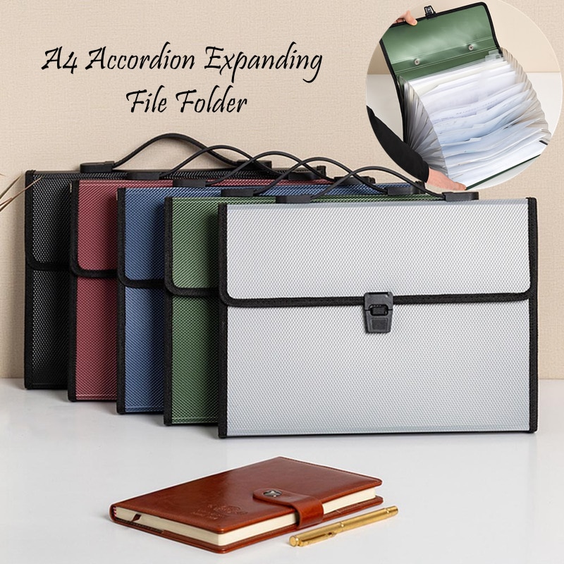 A4 Multi-layer Folder Large-capacity Accordion Expanding File Folder Tote Bag Storage Folder File Briefcase Document Organizer