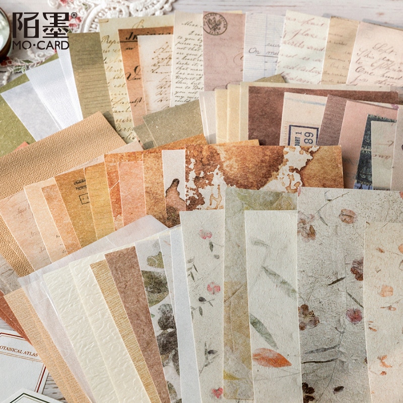 30Pcs Vintage Scrapbooking Paper Pads Journaling Paper Supplies Aesthetic Decorative Paper Material for Writing Drawing DIY Crad