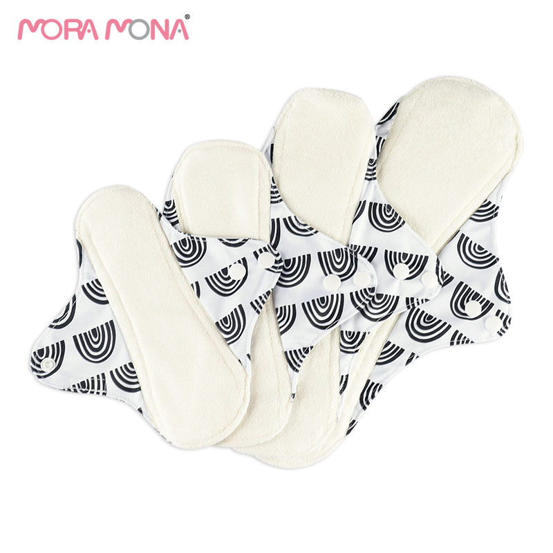 Mora Mona Washable Bamboo Fiber Menstrual Pads 4 Different Sizes Of Maternity Hygiene Panty Liner Pads 4 Pcs