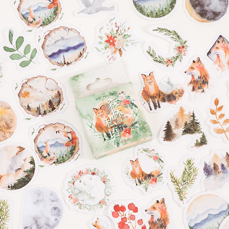 46 pcs/box Forest animals plants Decorative Stickers Scrapbooking diy Stick Label Diary Stationery Album Journal Sticker