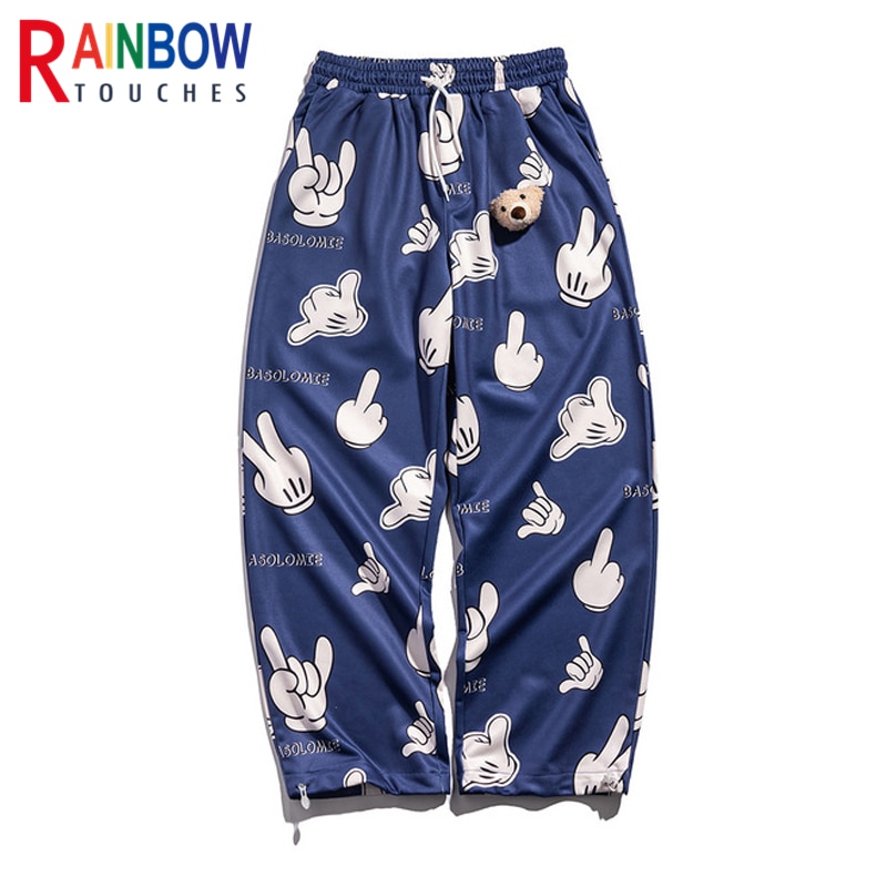 Rainbowtouches Straight Wide Leg Pants Men's Drop Sports Pants Hip Hop Couple Loose Bear Decoration Trousers Aesthetic Pant