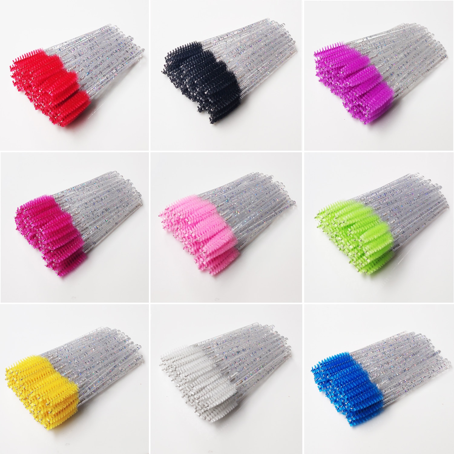50/100pcs Crystal Eyelash Brush Disposable Colorful Mascara Wands Applicator Spoolies Eyebrow Brush Eye Lash Extension Tool