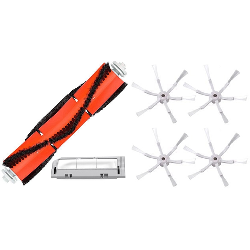 for Xiaomi Roborock S50 S51 S55 S5 S6 Main Brush Main Brush Cover & White 6 Arms Side Brush