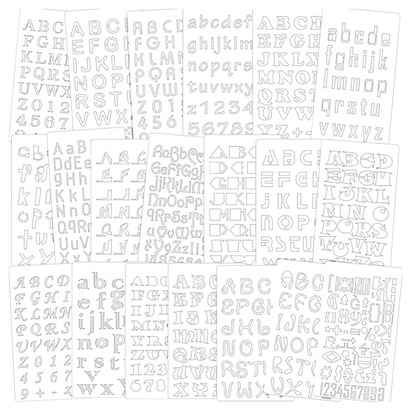 20Pack Letter and Number Stencils Reusable Alphabet Stencils Journal Supplies Templates for Kids Drawing