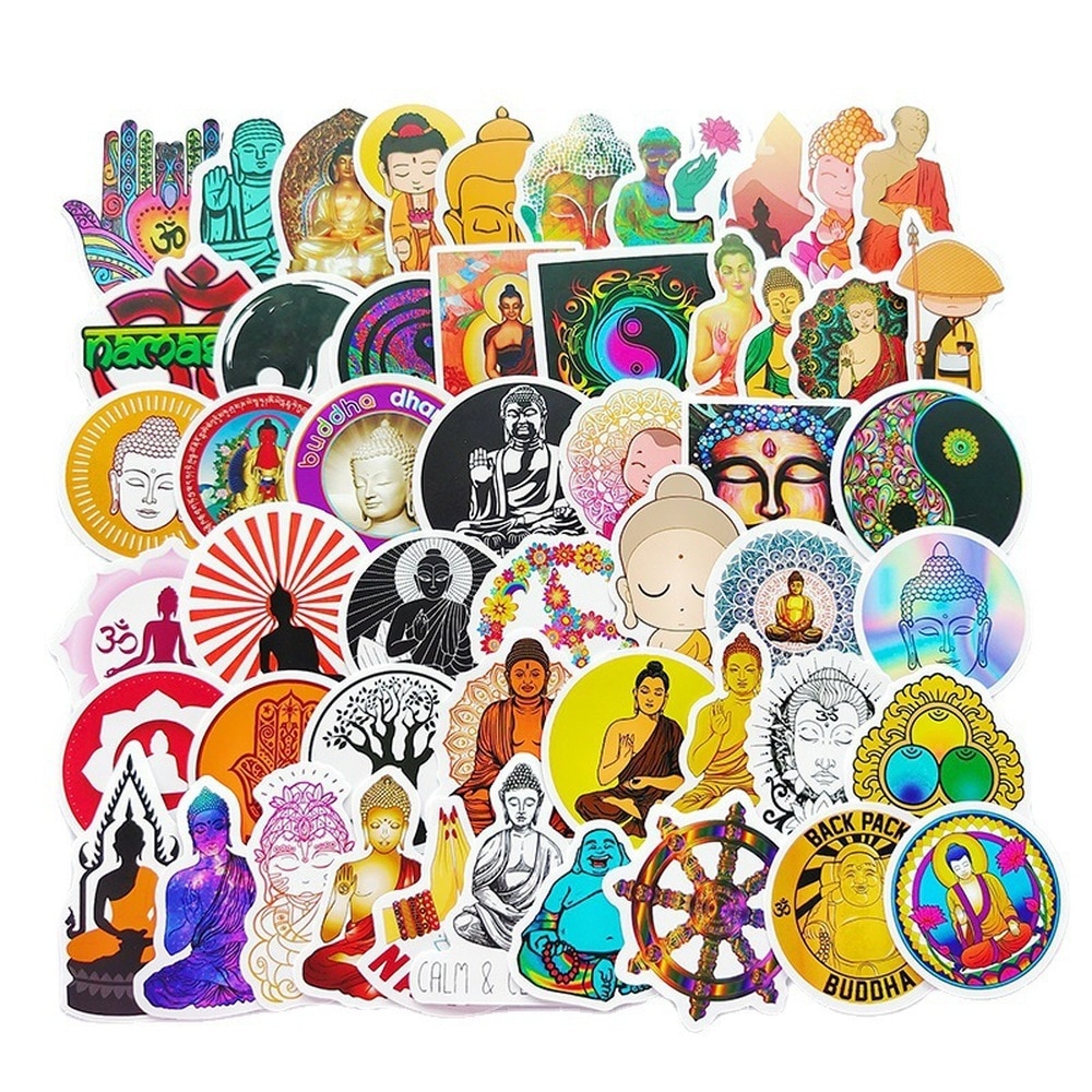 50/100Pcs Buddha Stickers Funny Waterproof Skateboard Luggage Guitar Laptop Cartoon Graffiti Sticker Kids Toy