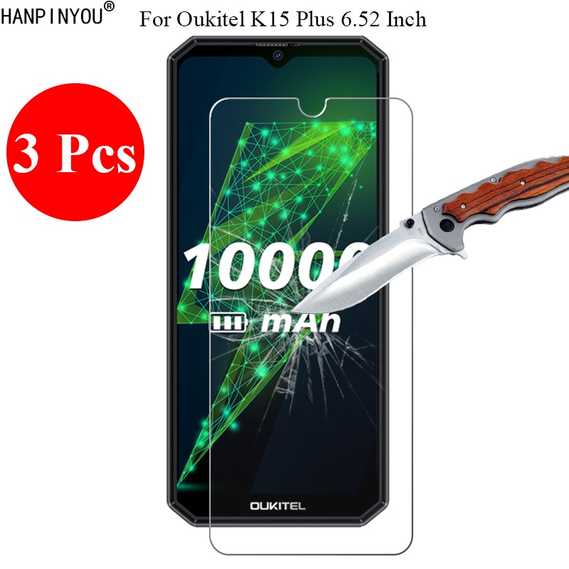 3 Pcs/Lot 9H 2.5D Tempered Glass Screen Protector For Oukitel K15 Plus 6.52" Protective Film + Clean Tools