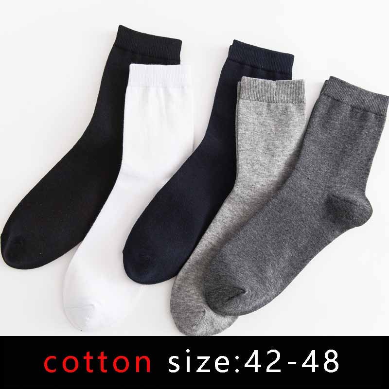 High Quality Casual Men's Business Socks Cotton Mens Black White Long Sock Male Clothes Plus Size 42-48 Sokken Oversize Sox
