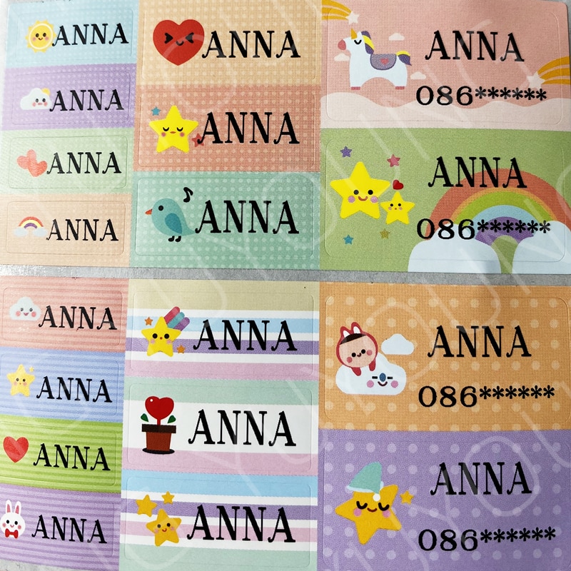 mixed sizes 90pcs Cartoon sticker name stickers kindergarten Customize Sticker Waterproof Personalized School Stationery cartoon