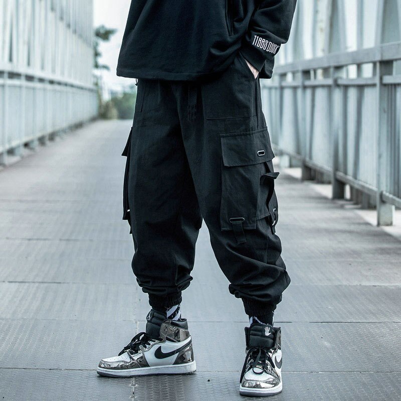 Black Cargo Pants Men Hip Hop 2021 Pants Mens Autumn Harem Pant Streetwear Harajuku Jogger Sweatpant Cotton Trousers Male Pants