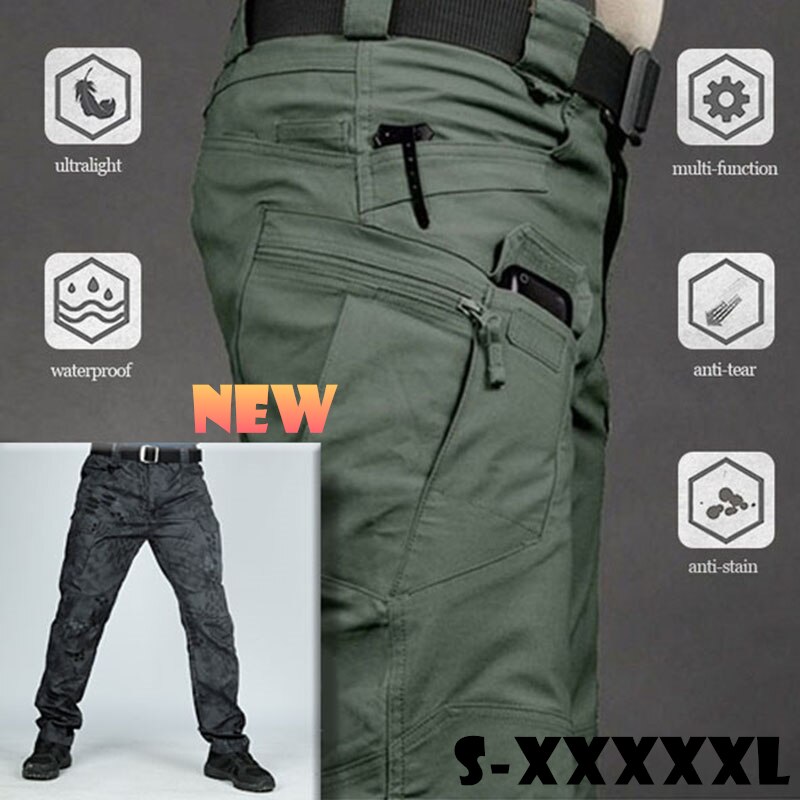 Men Casual Cargo Pants Elastic Classic Outdoor Hiking Trekking Army Tactical Sweatpants Camouflage Military Many Pocket Trousers