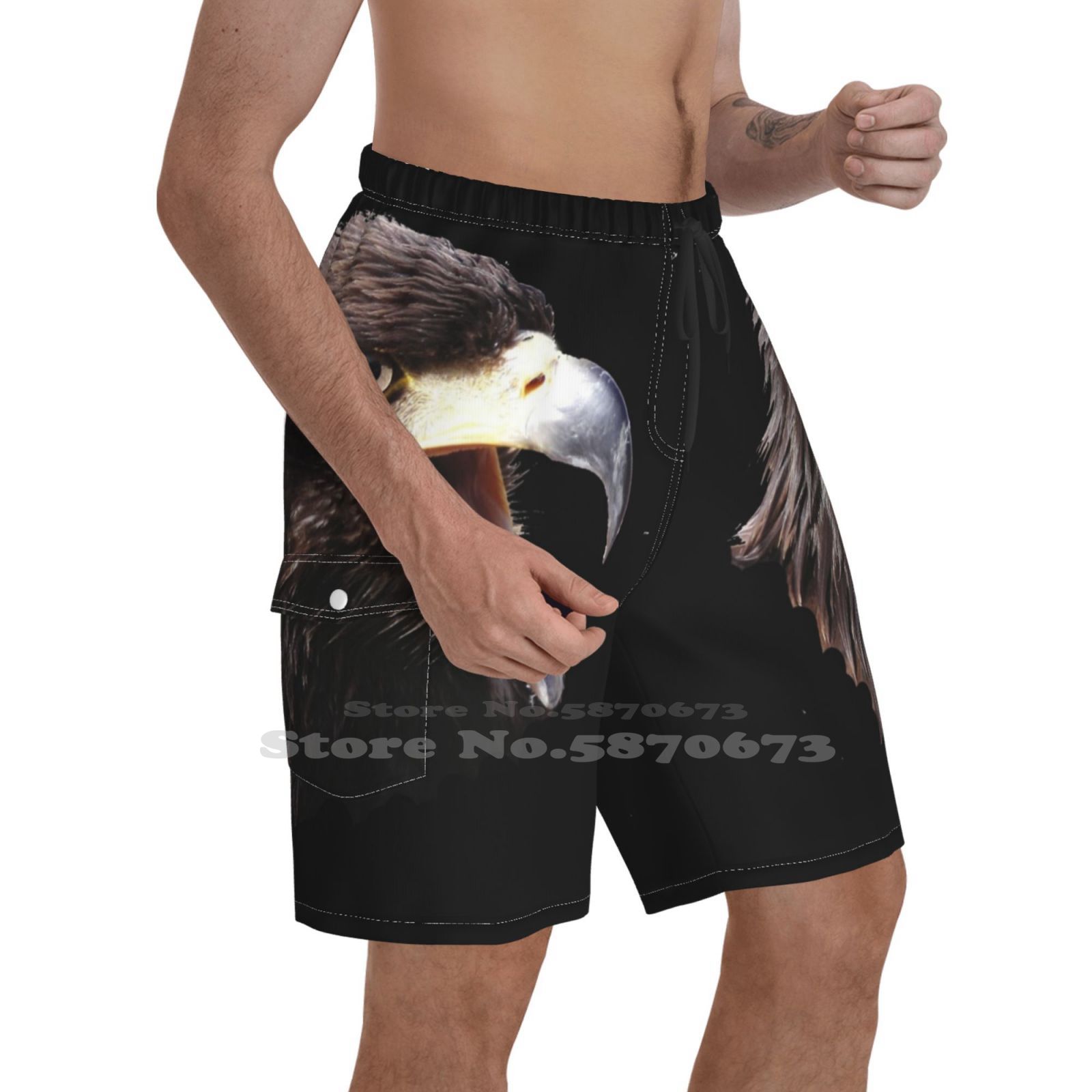 Eagle Breathable Personality Holiday Beach Shorts Eagle Bird Of Prey
