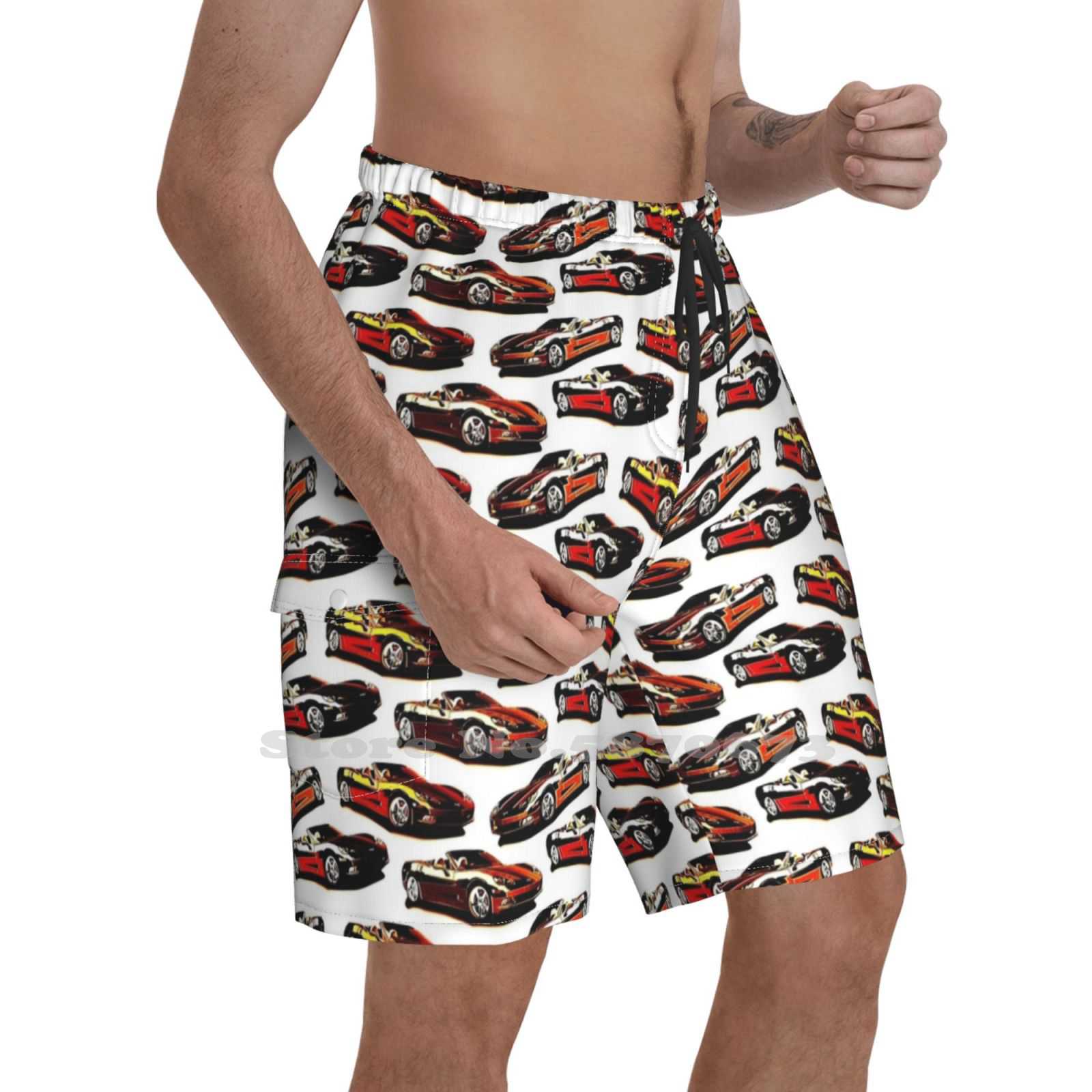 Cars Men'S Summer Short Pants Beach Shorts Abstract Cars Convertibles Hot