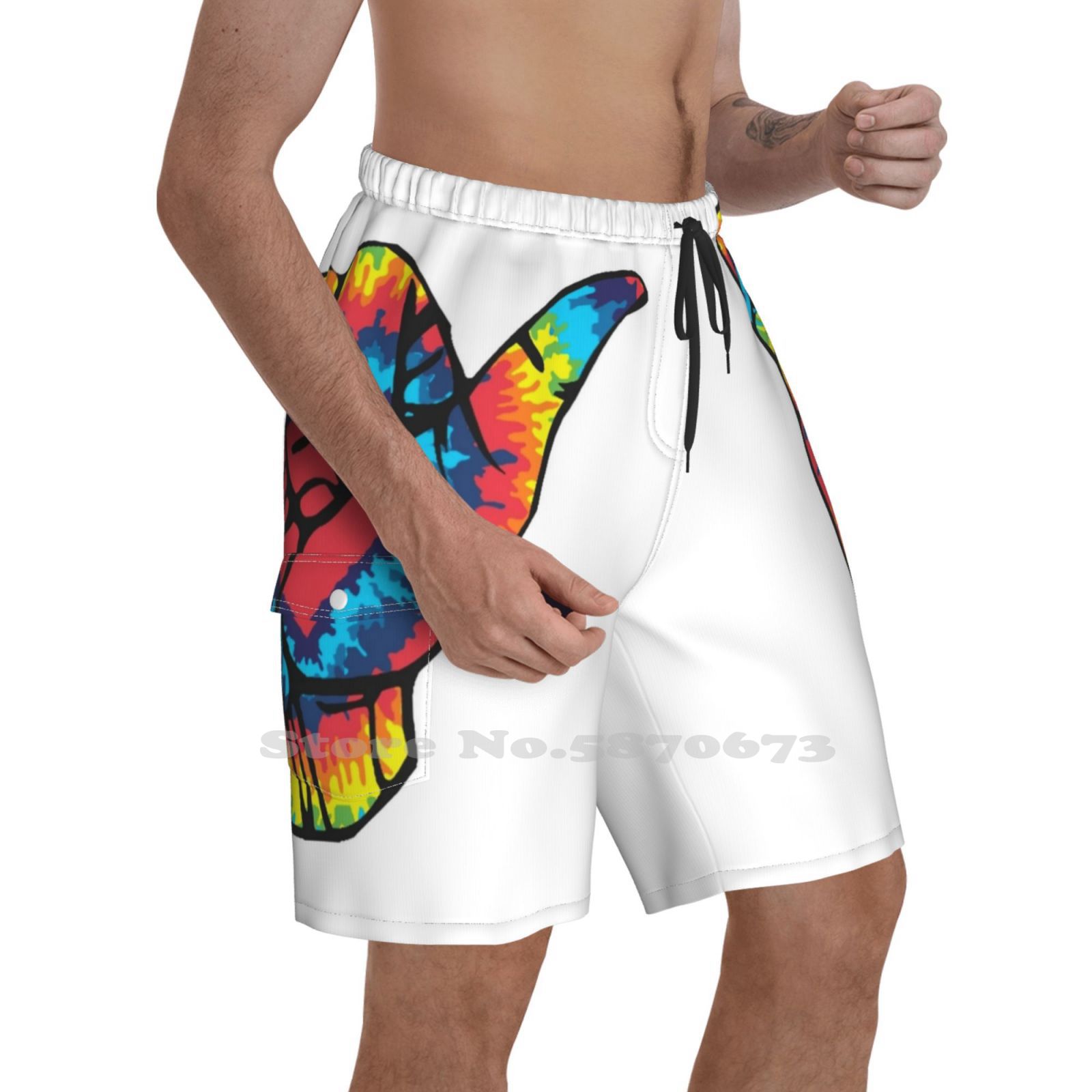 Tie Dye Hang Loose Colorful Shaka Surf Culture Men'S Sports Beach Shorts Shaka Hang Loose Surf Culture Hand Sign New Zealan