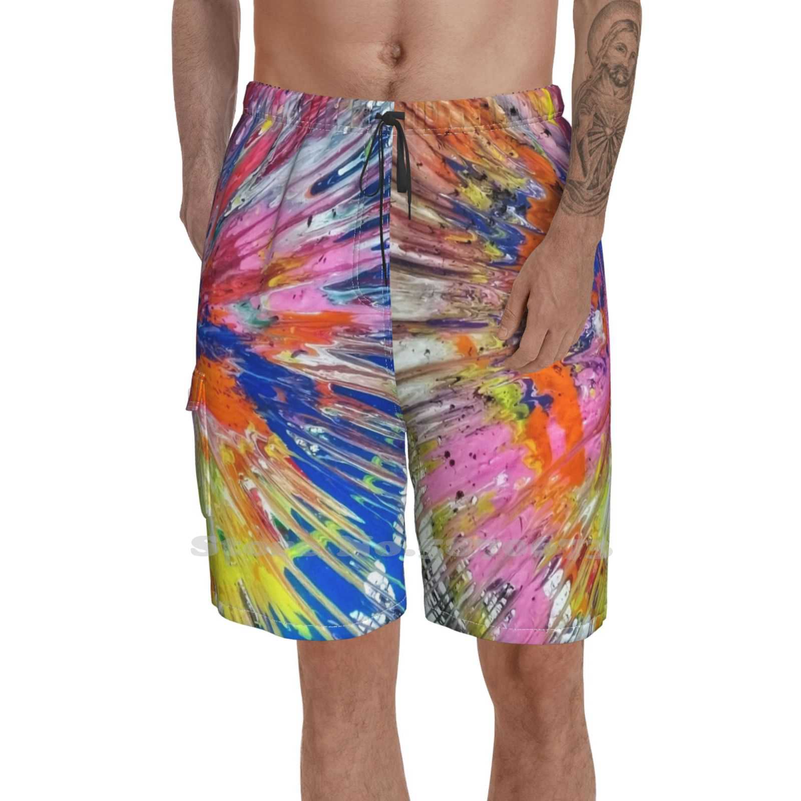 Beauty In The Park Summer Mens Casual Shorts Gym Training Spin Abstract Colour