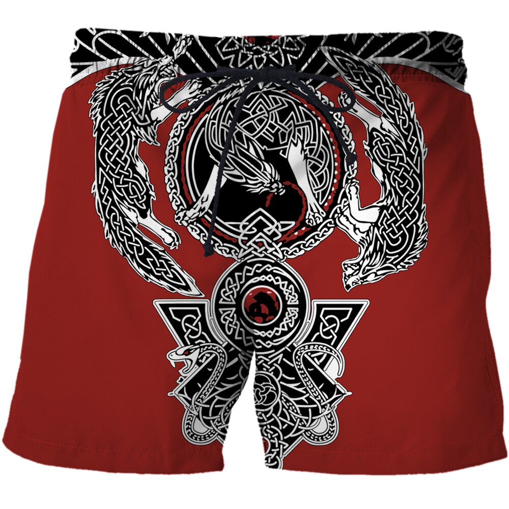 Fashion hot Viking Wolf Tattoo 3D Printed Mens Shorts Unisex Streetwear Shorts Summer Beach Harajuku Casual Shorts Men clothing