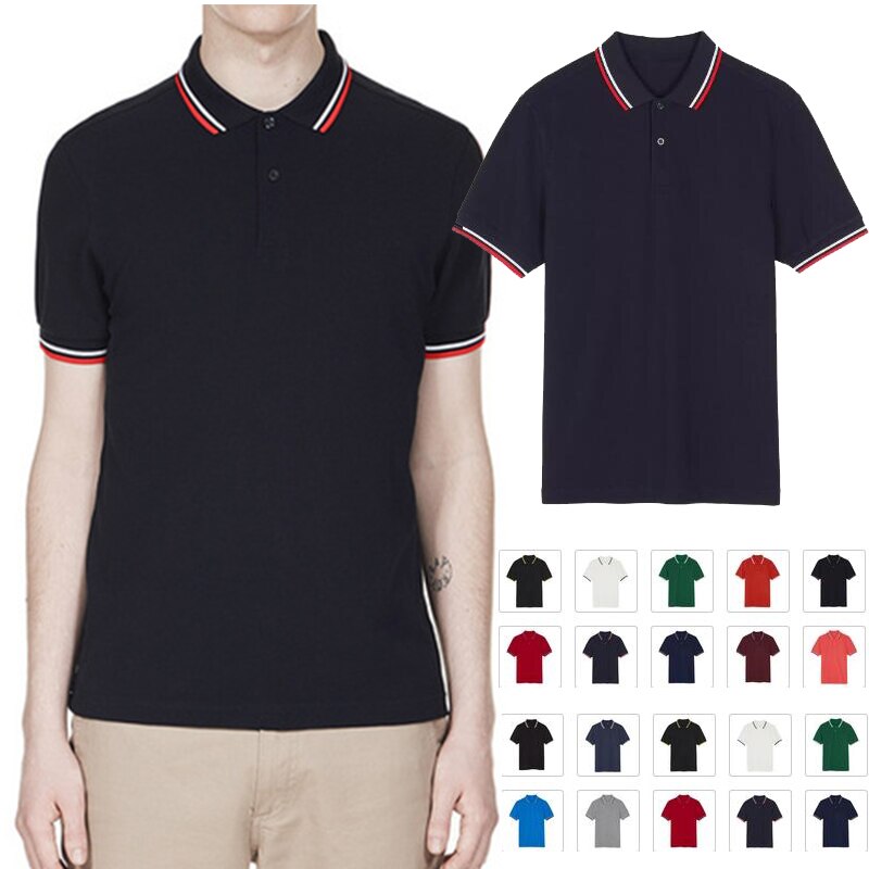 Polo Shirt Polo 2021 British Wheat Ears New Fp Embroidery Men Short Sleeve Color Style Polo 100% Cotton High Quality Cotton Type
