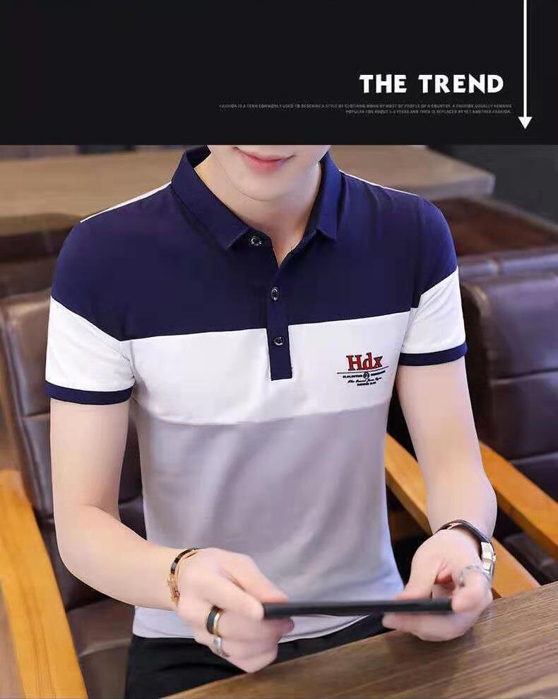 Men Polo Men Shirt Short Sleeve Polo Shirt Contrast Color Polo New Clothing Summer Streetwear Casual Fashion Men tops