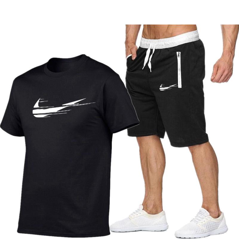 2021 new fashion hot sale printed T-shirt sports suit quick-drying casual running wear summer short-sleeved shorts 2-piece set